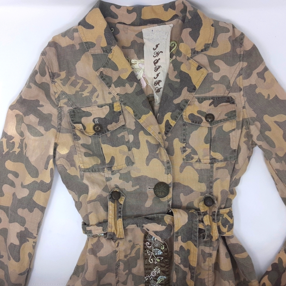 Camouflage Light weight Linen Belted Jacket M